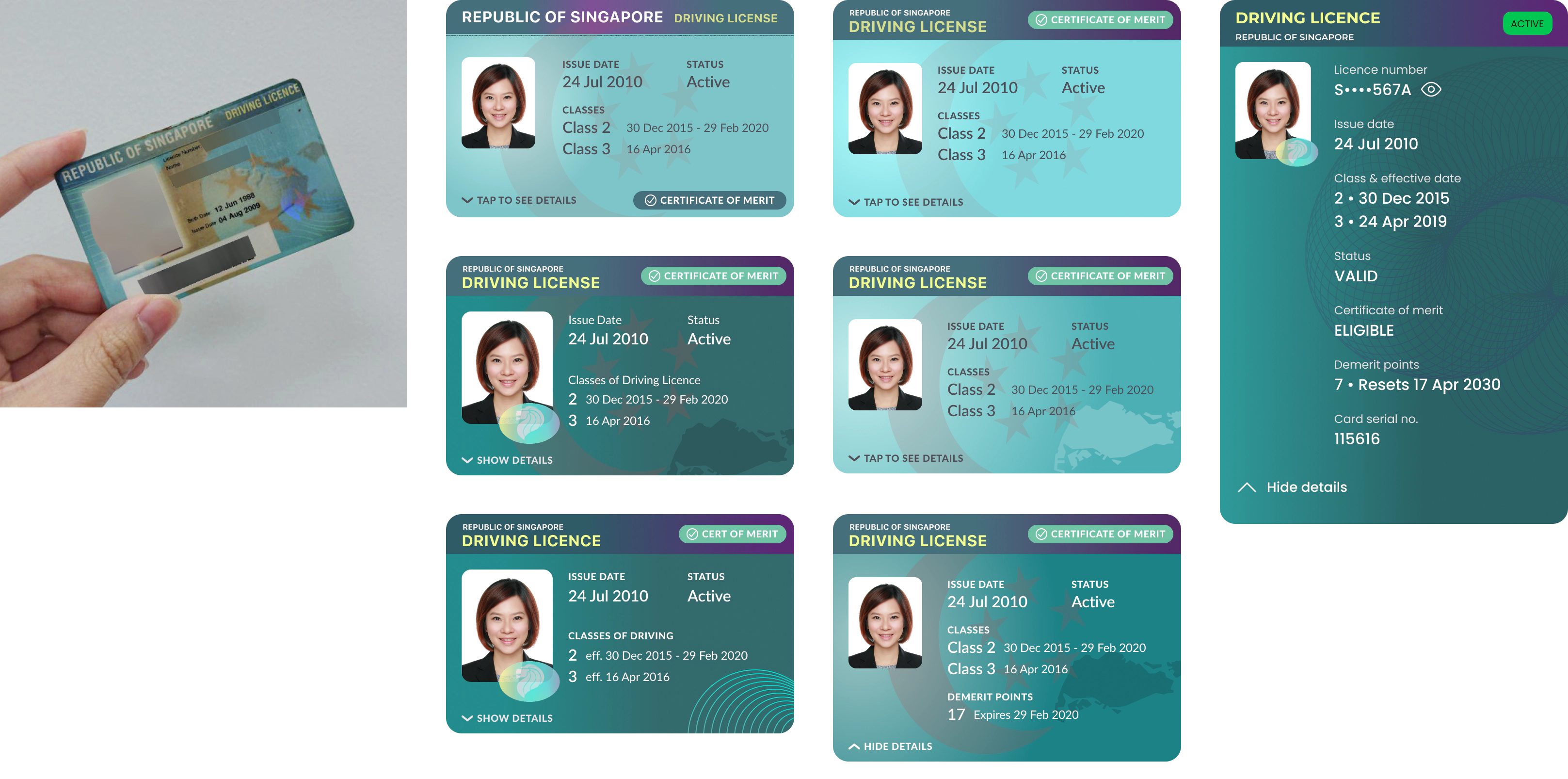 Image showing range of visual design explorations for driving license