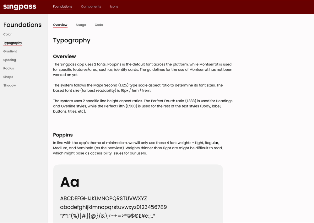 Gif showing overview page of typography.